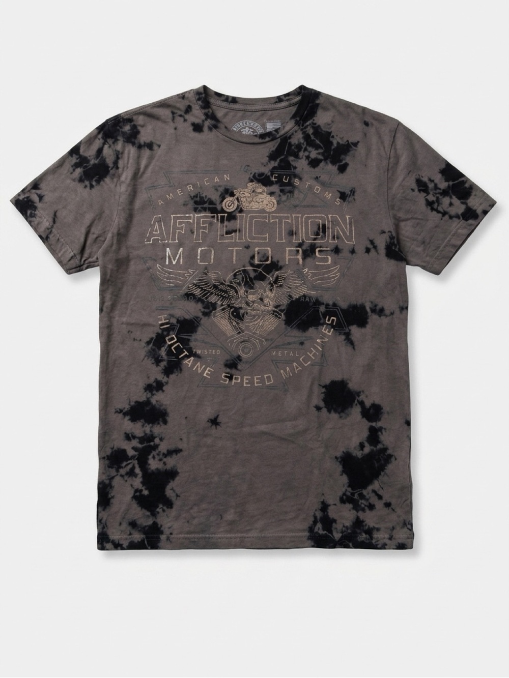 Affliction Black & Charcoal Tie-Dye Graphic Tee